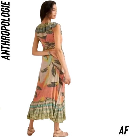 ANTHROPOLOGIE BY BHANUNI JYOTI TIERED MULTI COLORED PRINT MAXI DRESS XL NEW - Picture 8 of 9